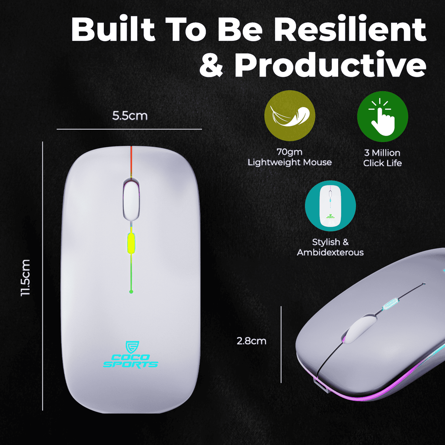 WM12 Stone Rechargeable Wireless Mouse