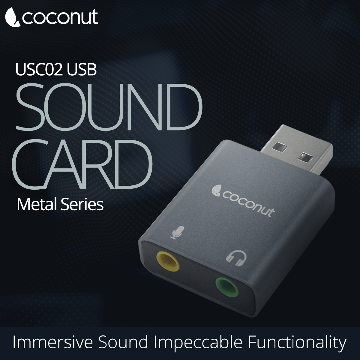 USC02 USB External Sound Card, Aluminum Body