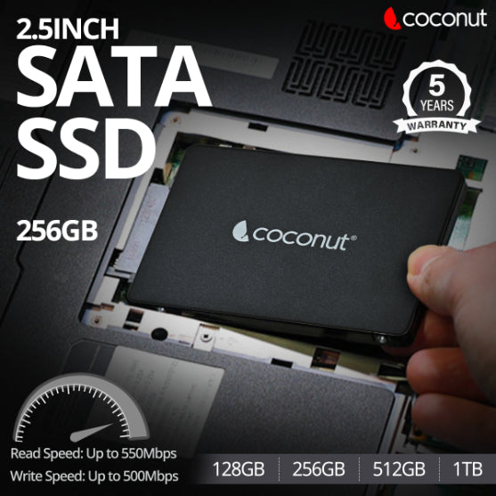 256GB 2.5-inch SATA SSD for fast storage and performance