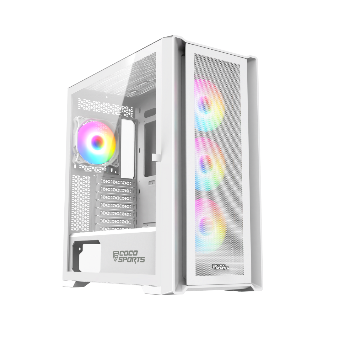 RAMPAGE 5000D Gaming Cabinet in white and black with E-ATX support