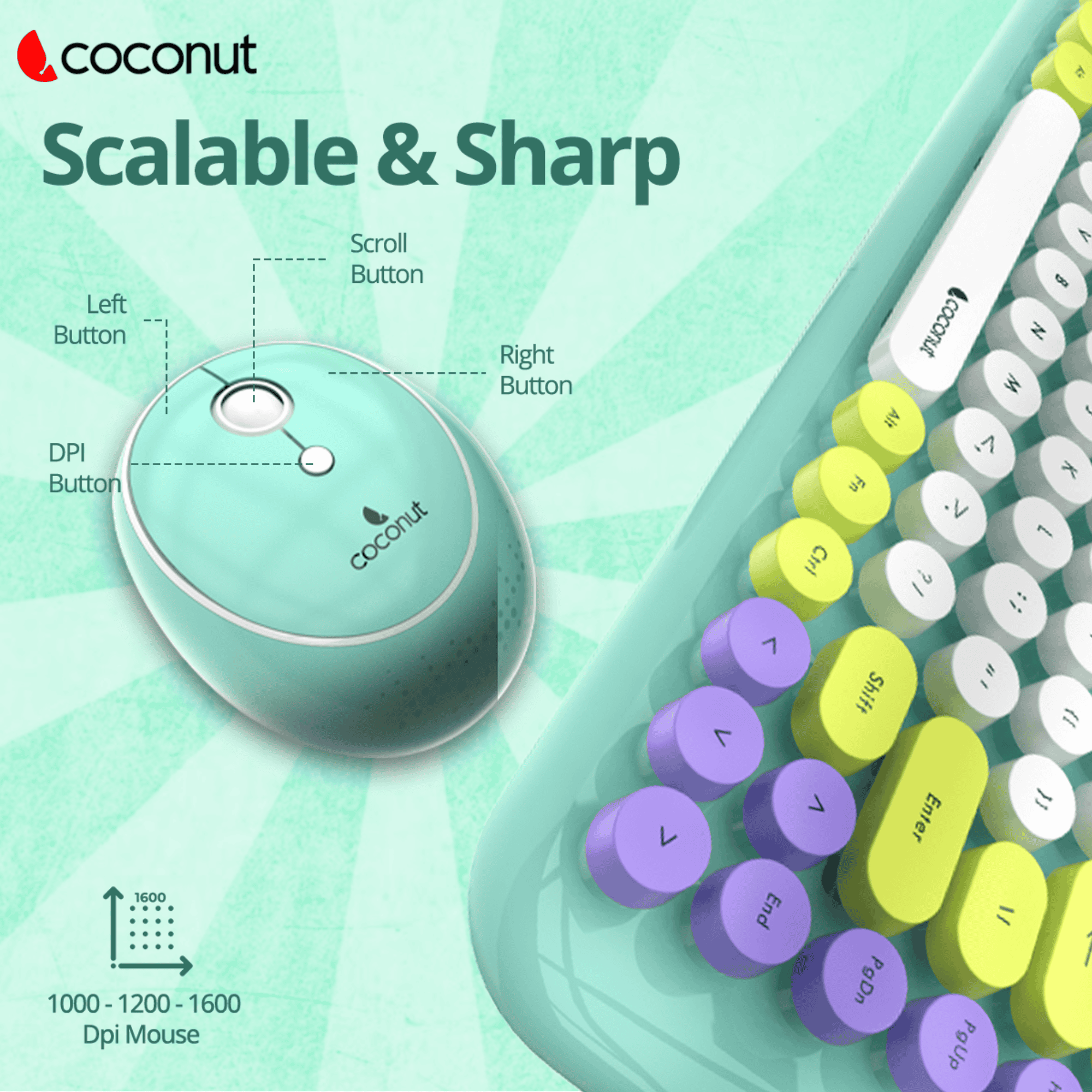 Retro wireless keyboard and mouse combo with a bling design