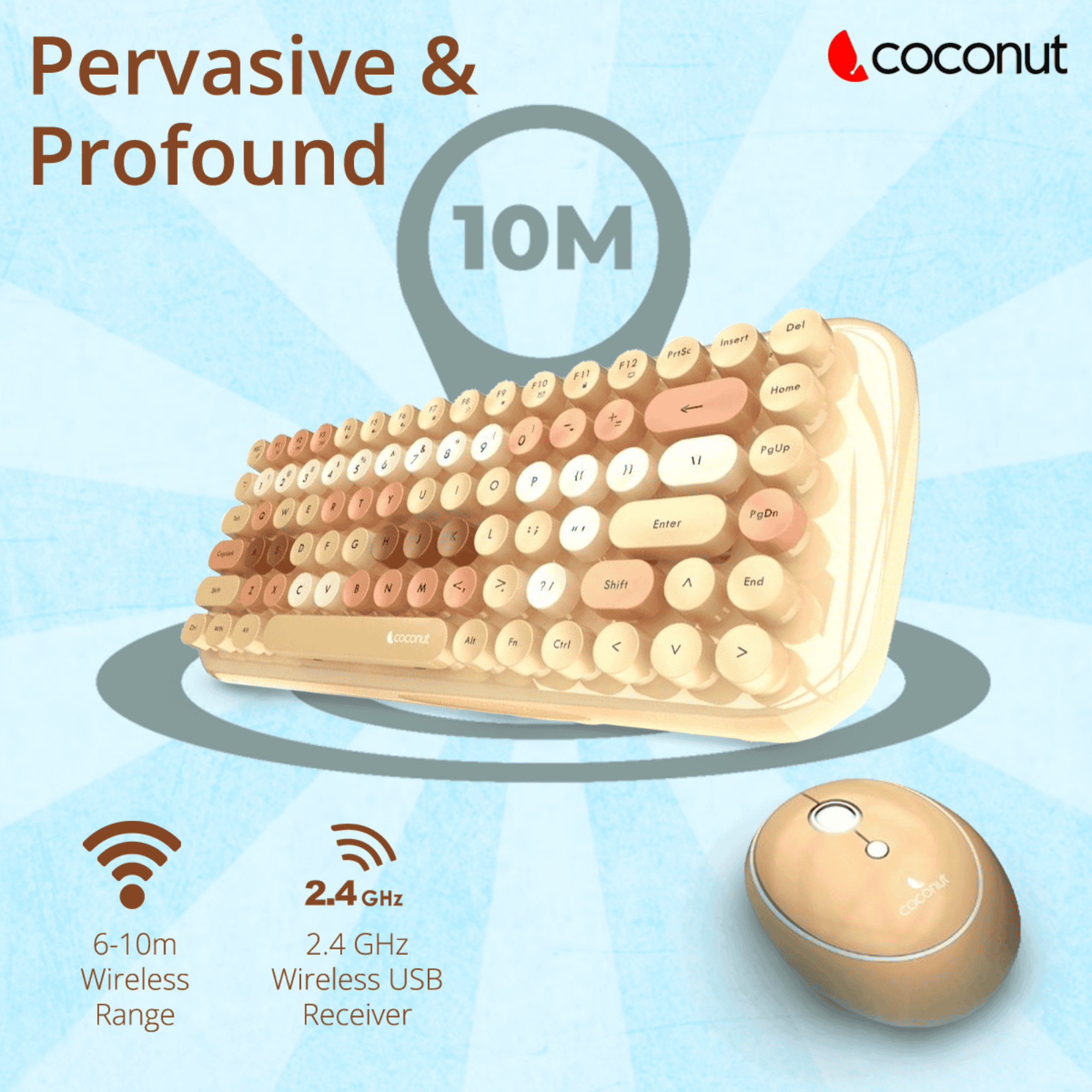 Retro wireless keyboard and mouse combo with a bling design