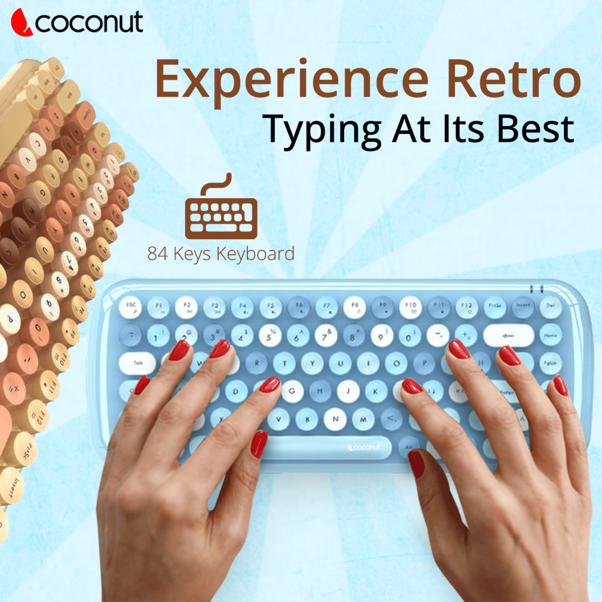 Retro wireless keyboard and mouse combo with a bling design