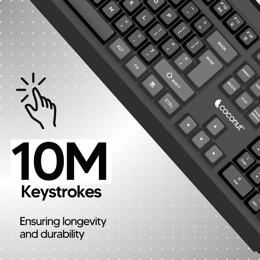 Steel 104 Membrane Keys Rugged Wired Keyboard, 10M+ Keystrokes