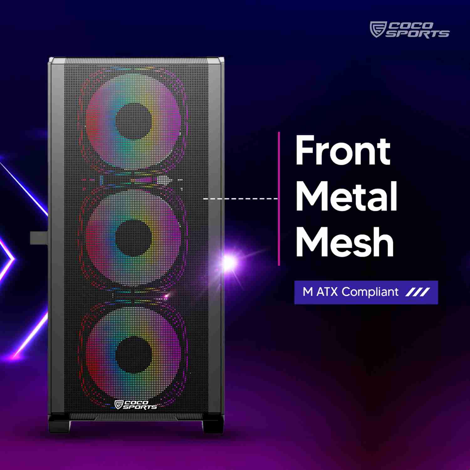 Rampage Elite Mesh aRGB (M-ATX) Mid Tower Gaming Cabinet (Black)