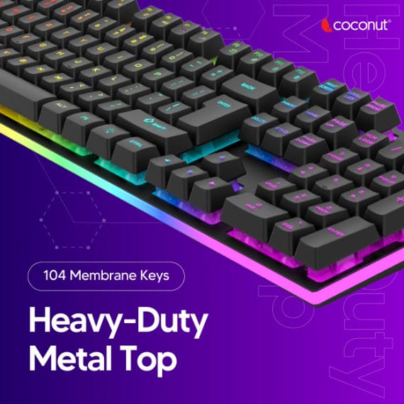 Krux Gaming Wired Keyboard & Mouse Combo with Rainbow Backlight, 104 Keys