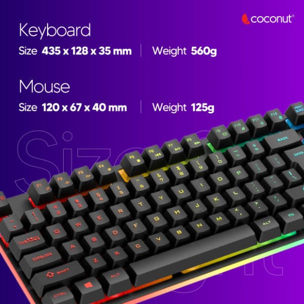 Krux Gaming Wired Keyboard & Mouse Combo with Rainbow Backlight, 104 Keys
