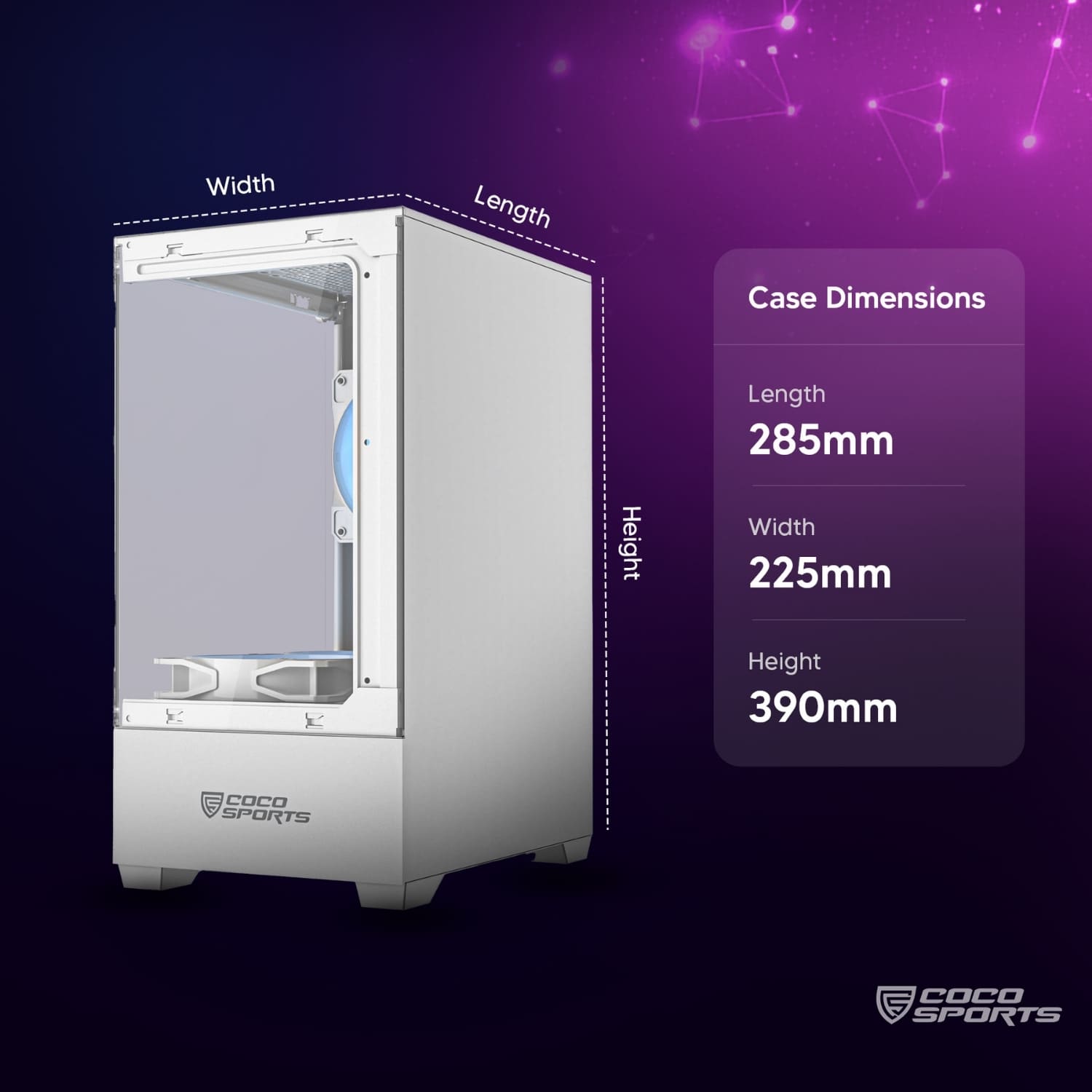 Z1 Stark 7-Side Tempered Glass Case with 4x Pre-Loaded RGB Fans