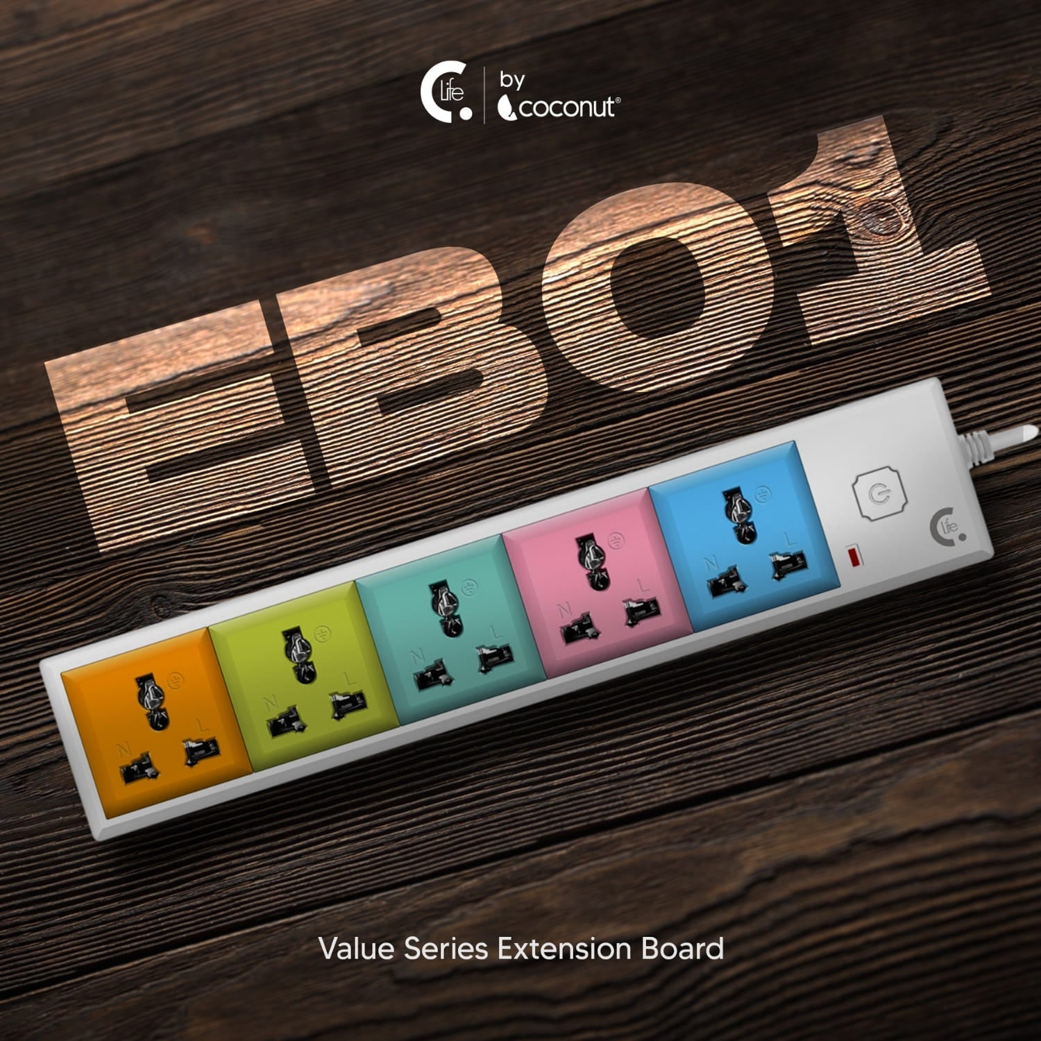 EB01 5-socket power strip with LED indicators for easy monitoring