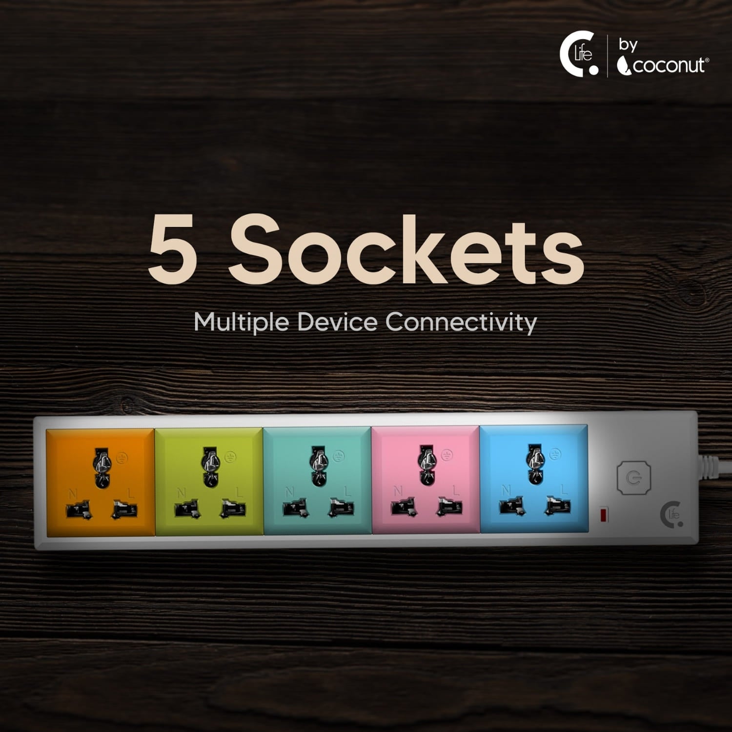 EB01 5-socket power strip with LED indicators for easy monitoring