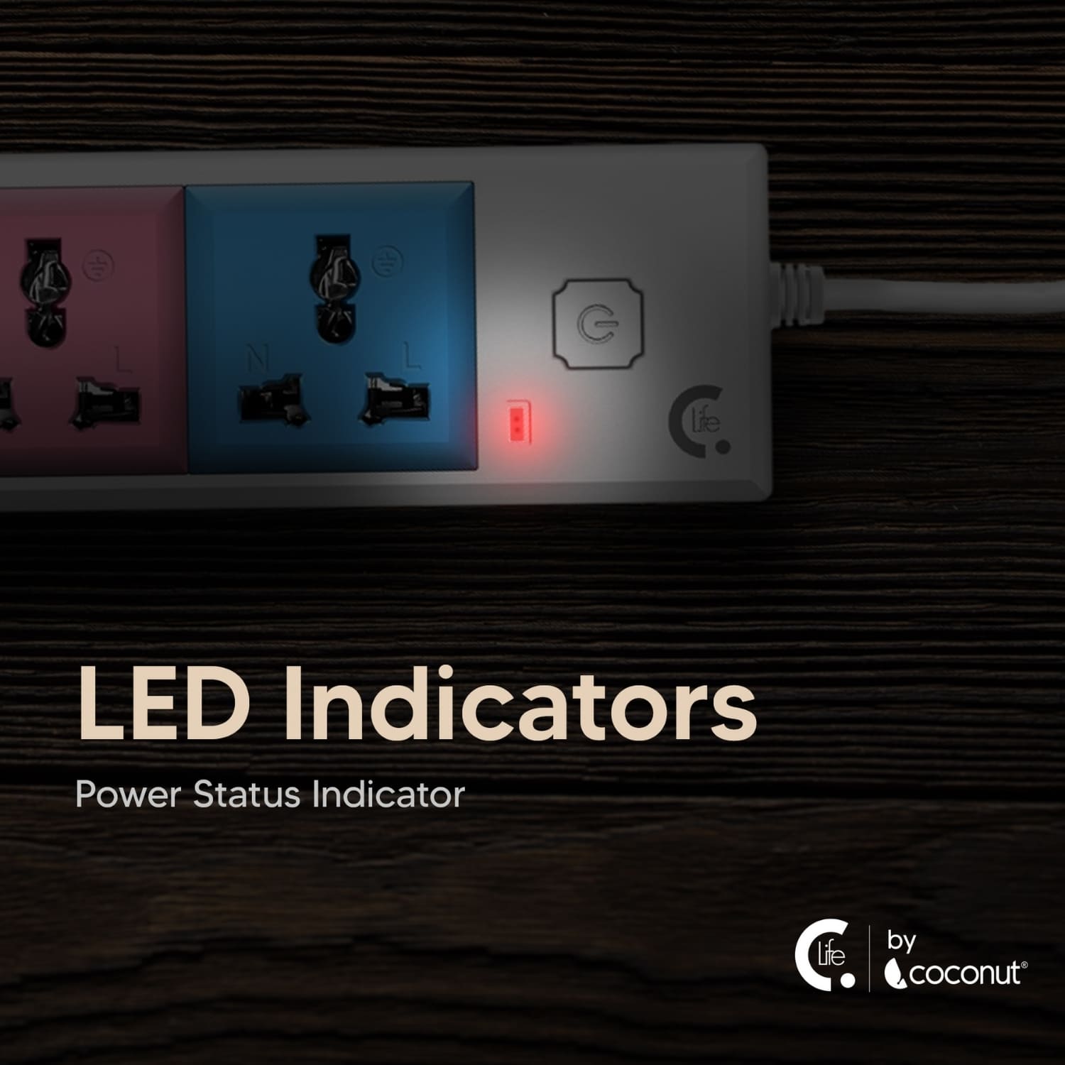 EB01 5-socket power strip with LED indicators for easy monitoring