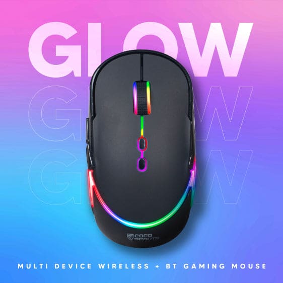 Glow multi-device wireless gaming mouse with customizable RGB lighting