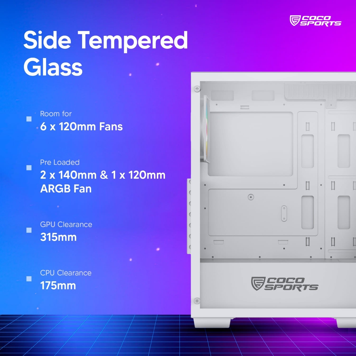 Core 300M Gaming Cabinet, Mid ATX Tower in White