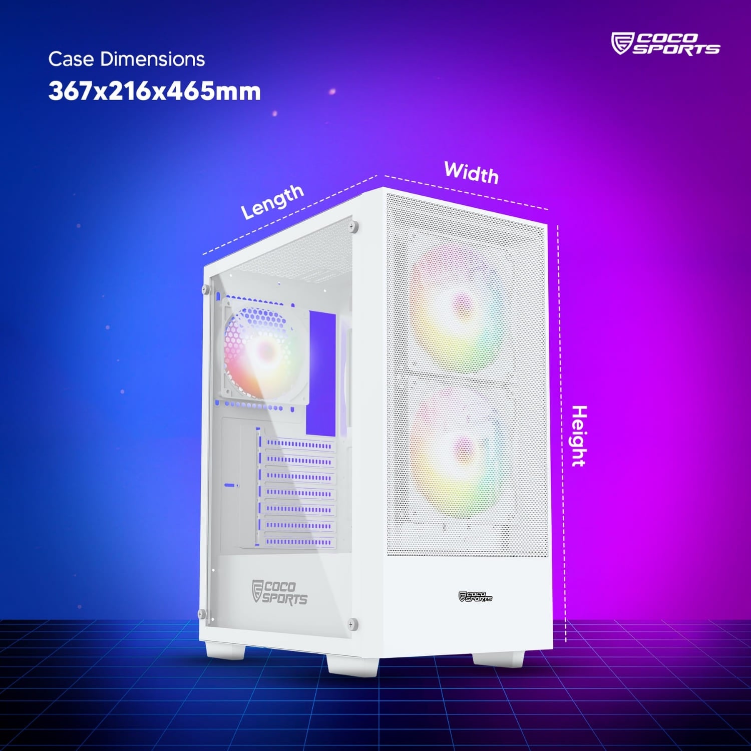 Core 300M Gaming Cabinet, Mid ATX Tower in White