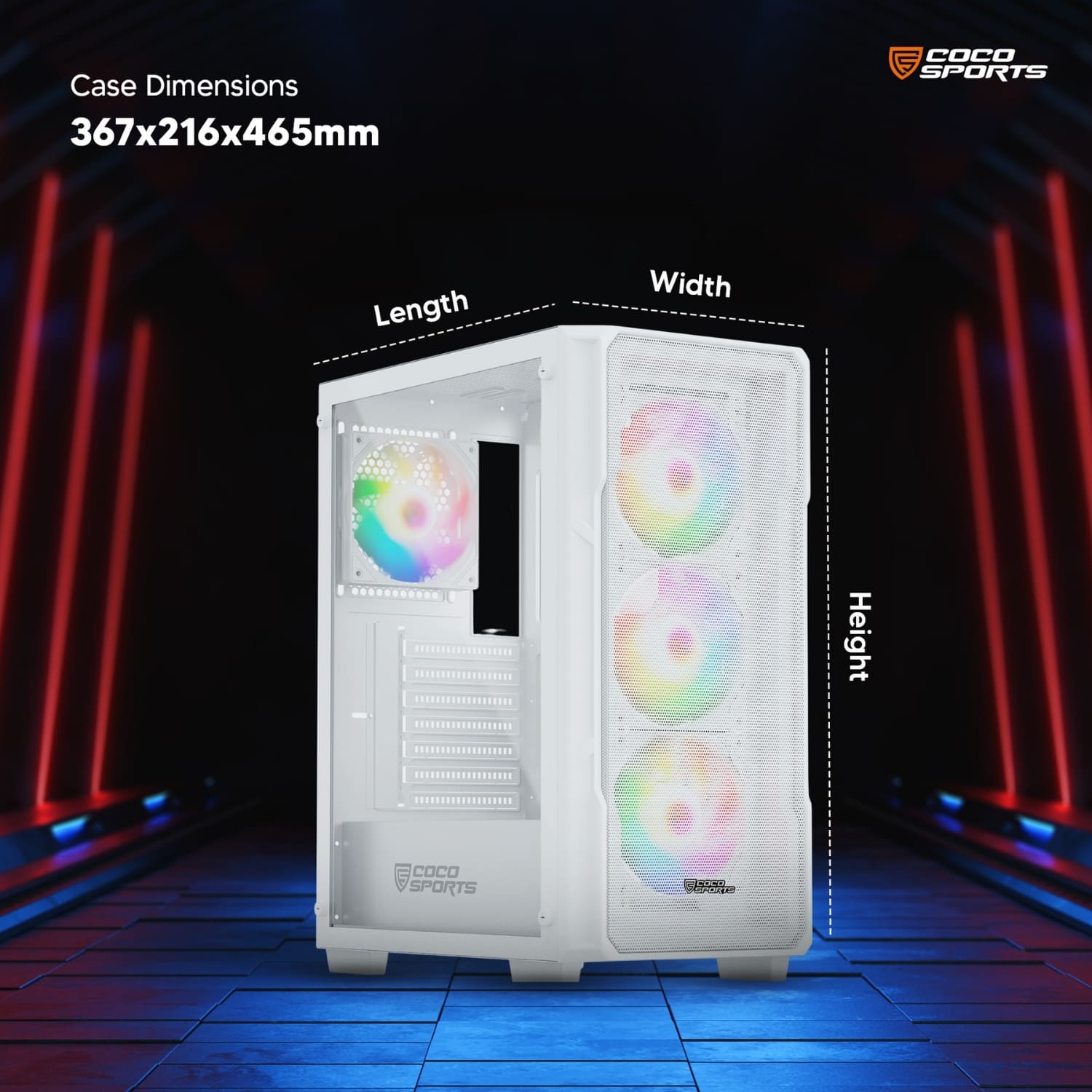 Core 100M Gaming Cabinet, Mid ATX in Black & White