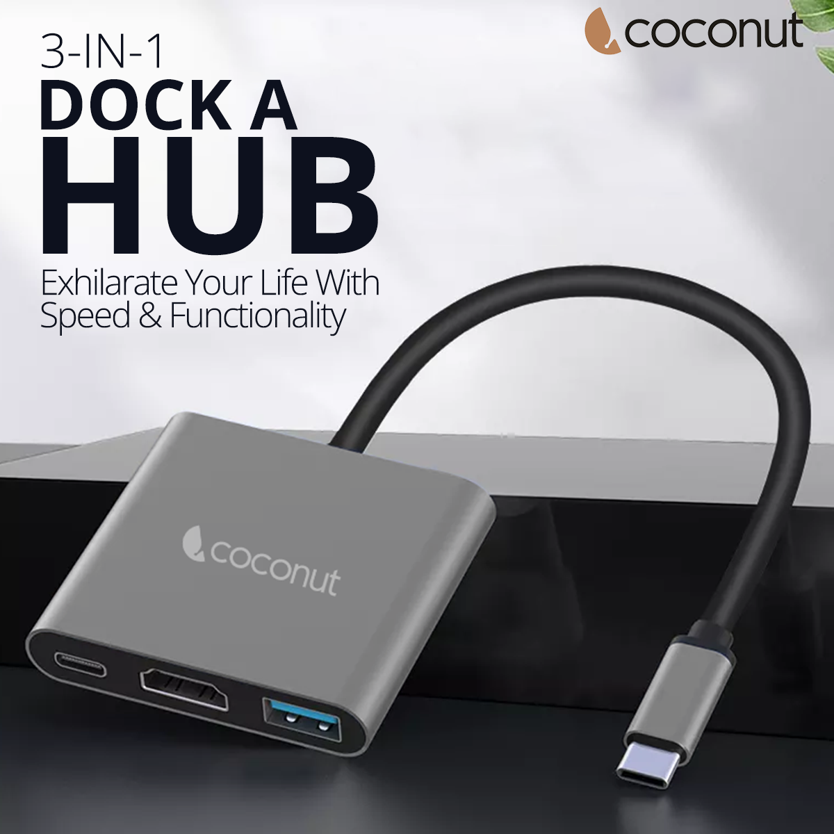 3  in 1 Dock A - Type C Multiport Hub