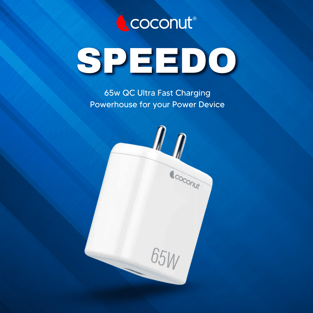 Compact SPEEDO 100-240V adapter with 1 USB, 65W, USB-A support, 50/60Hz