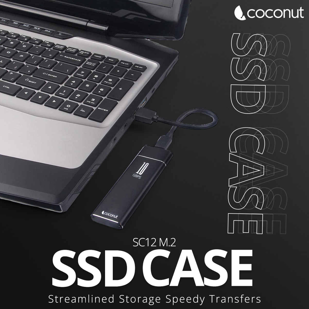 SC12 M.2/NVMe SSD Sata Casing, Premium Metal Body, USB 3.1 Speeds