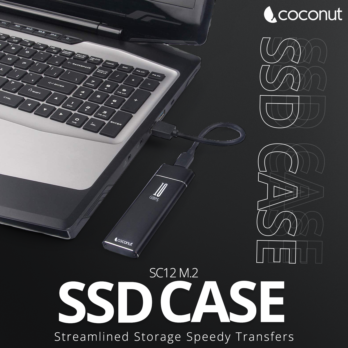 SC12 M.2/NVMe SSD case with premium metal body, USB 3.1 speeds