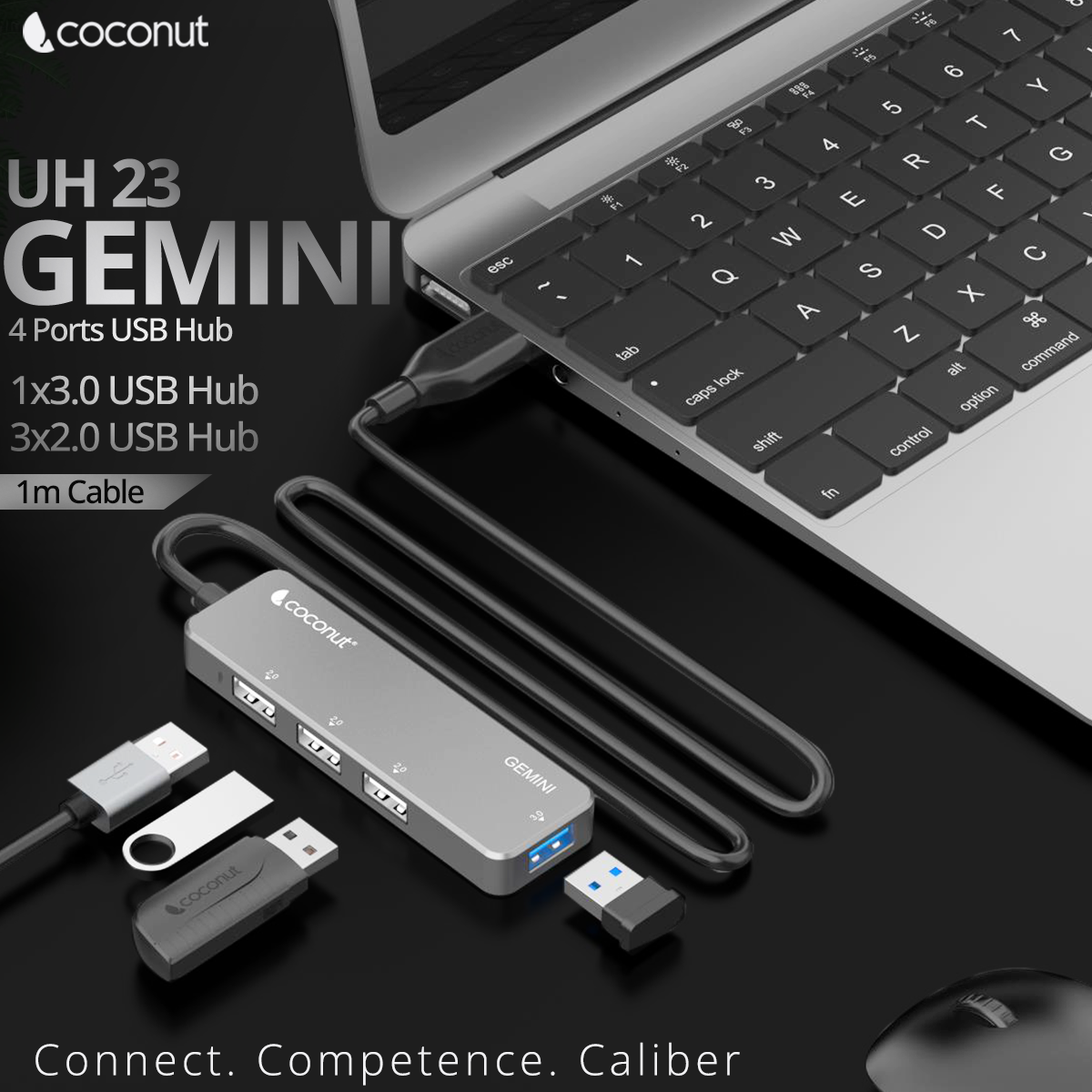 UH23 Gemini 4 Port USB Hub