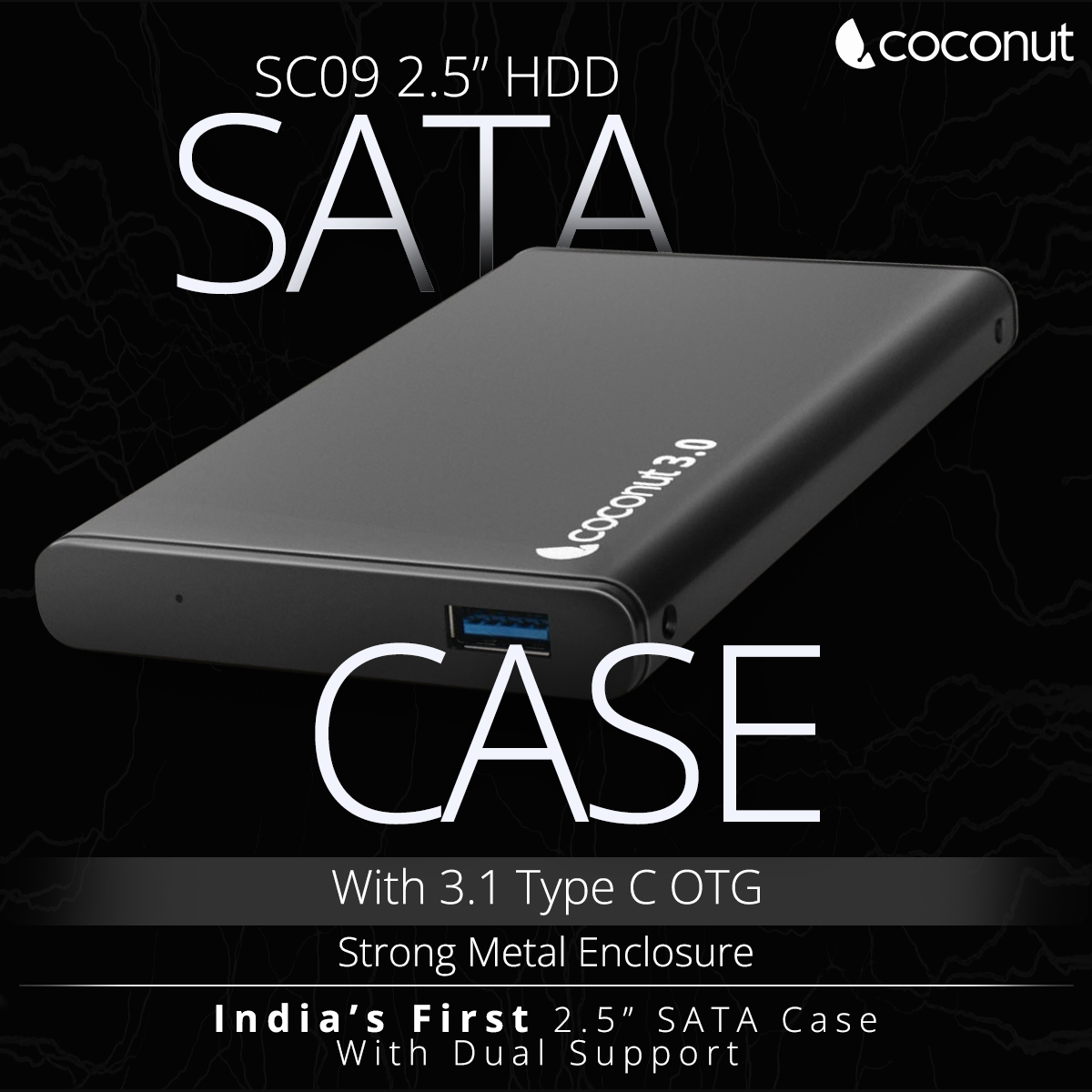 SC09 2.5-inch HDD/SSD metal casing with USB 3.0 and SATA support