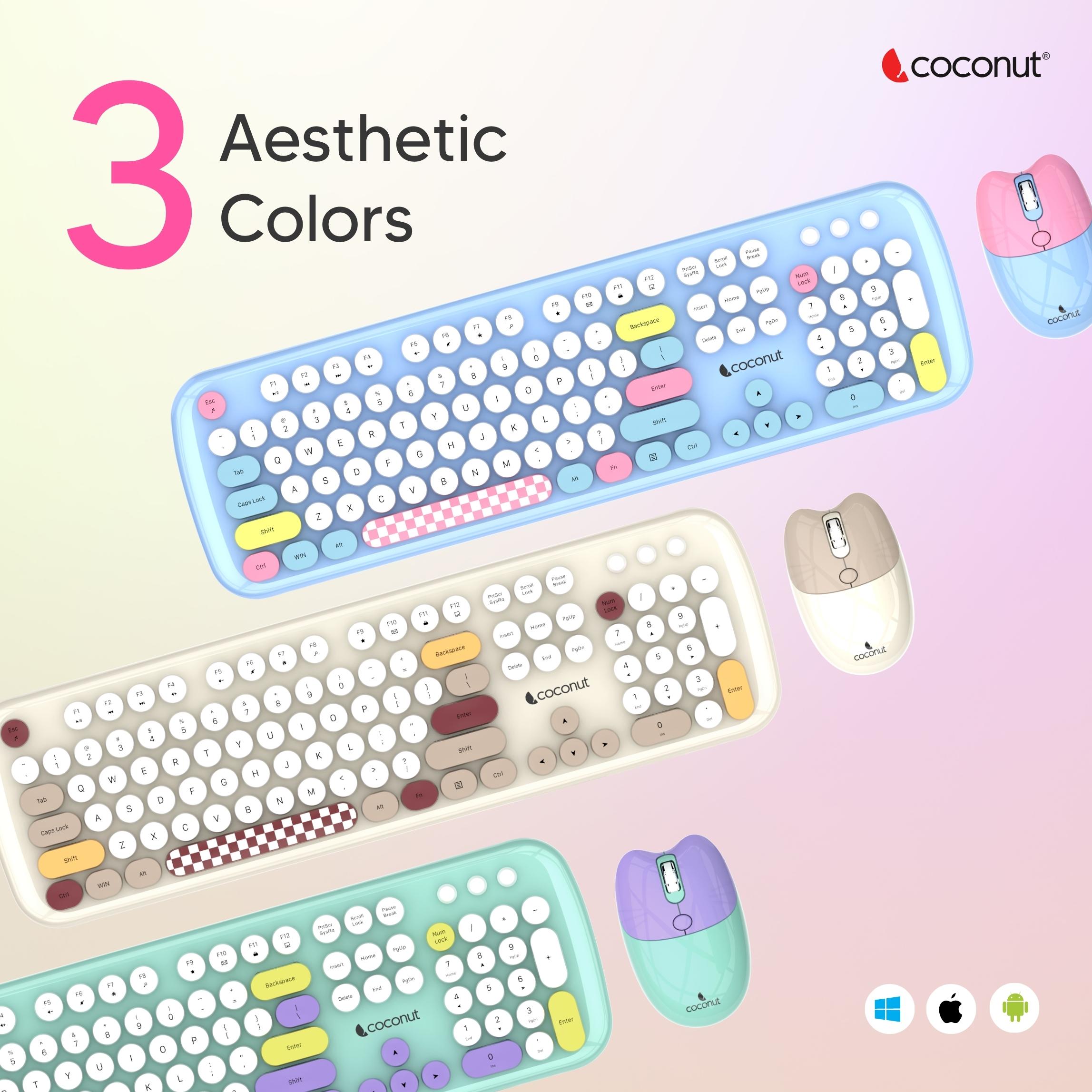 Retro Daisy Wireless Keyboard and Mouse Combo Set