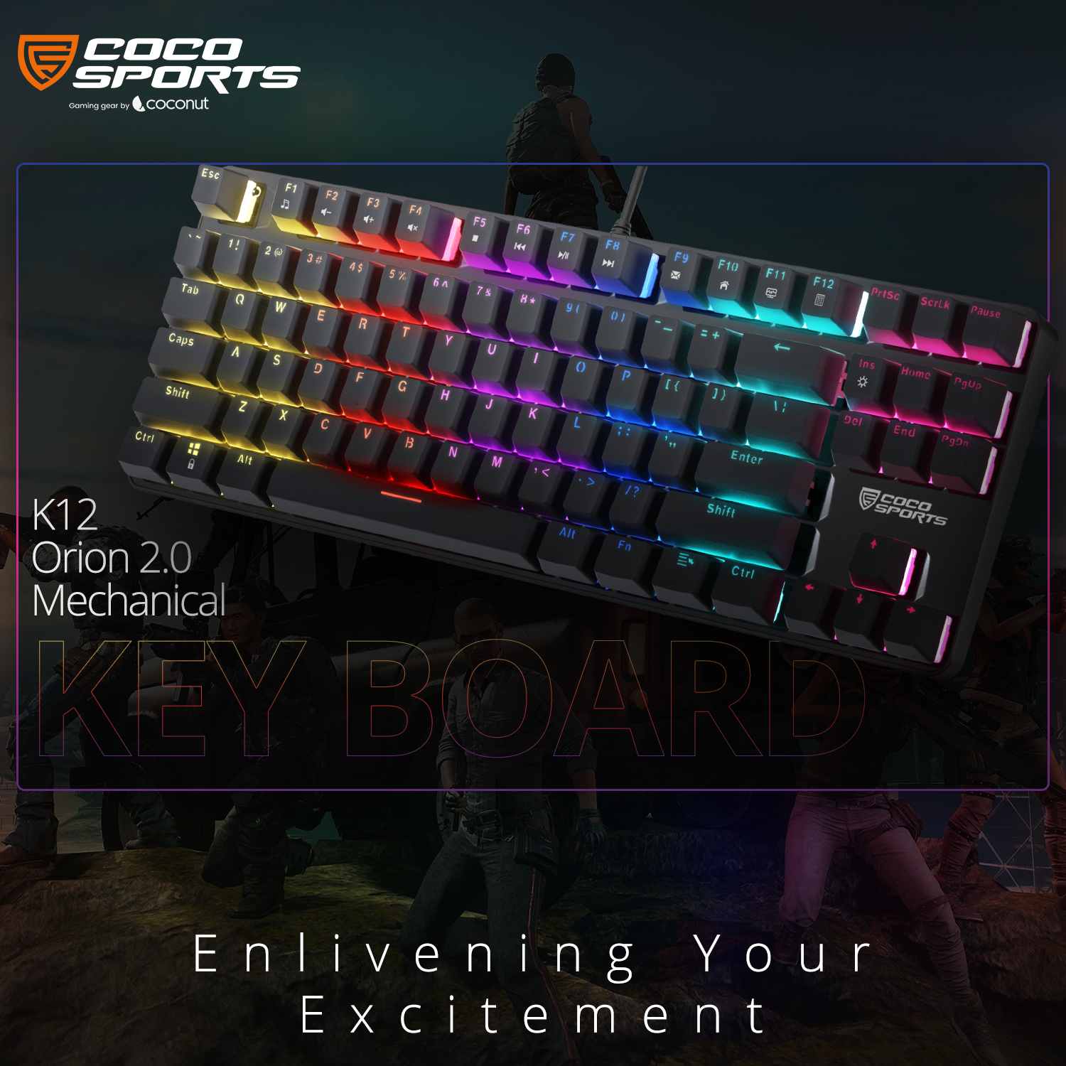 K12 Orion 2.0 TKL Mechanical Gaming Keyboard with True Red Outemu Switches