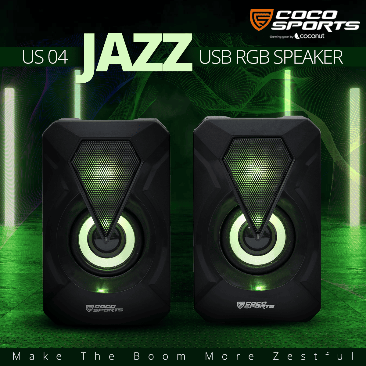 US04 Jazz USB RGB Speakers with vibrant lights for laptops & PCs