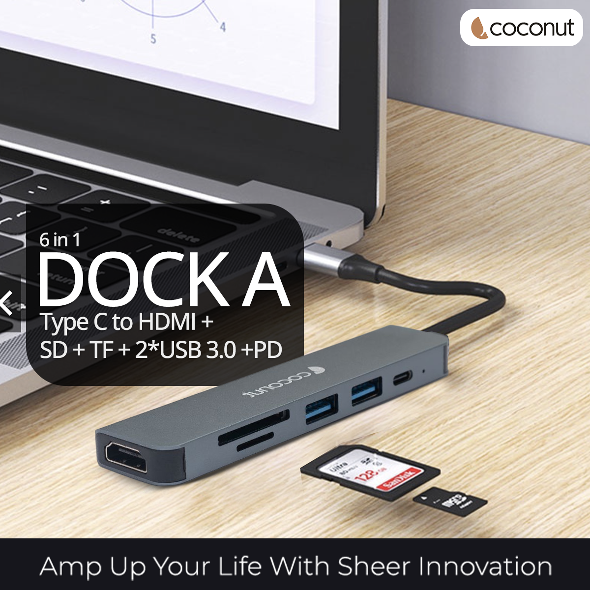 6 in 1 Dock A - Type C Multiport Hub