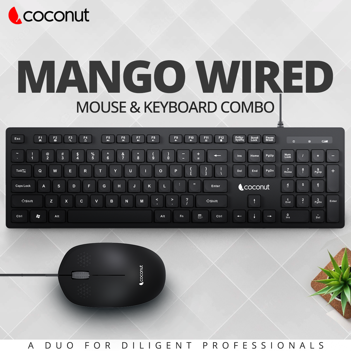 Full-sized Mango Wired Keyboard and Mouse Combo for efficient typing