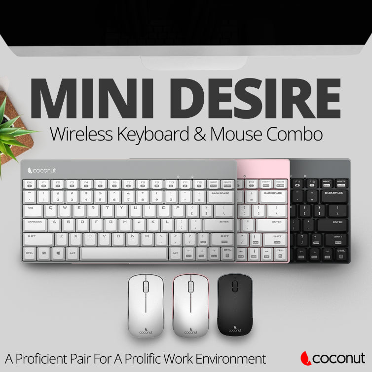 Mini Desire wireless keyboard and mouse combo, compact and ergonomic