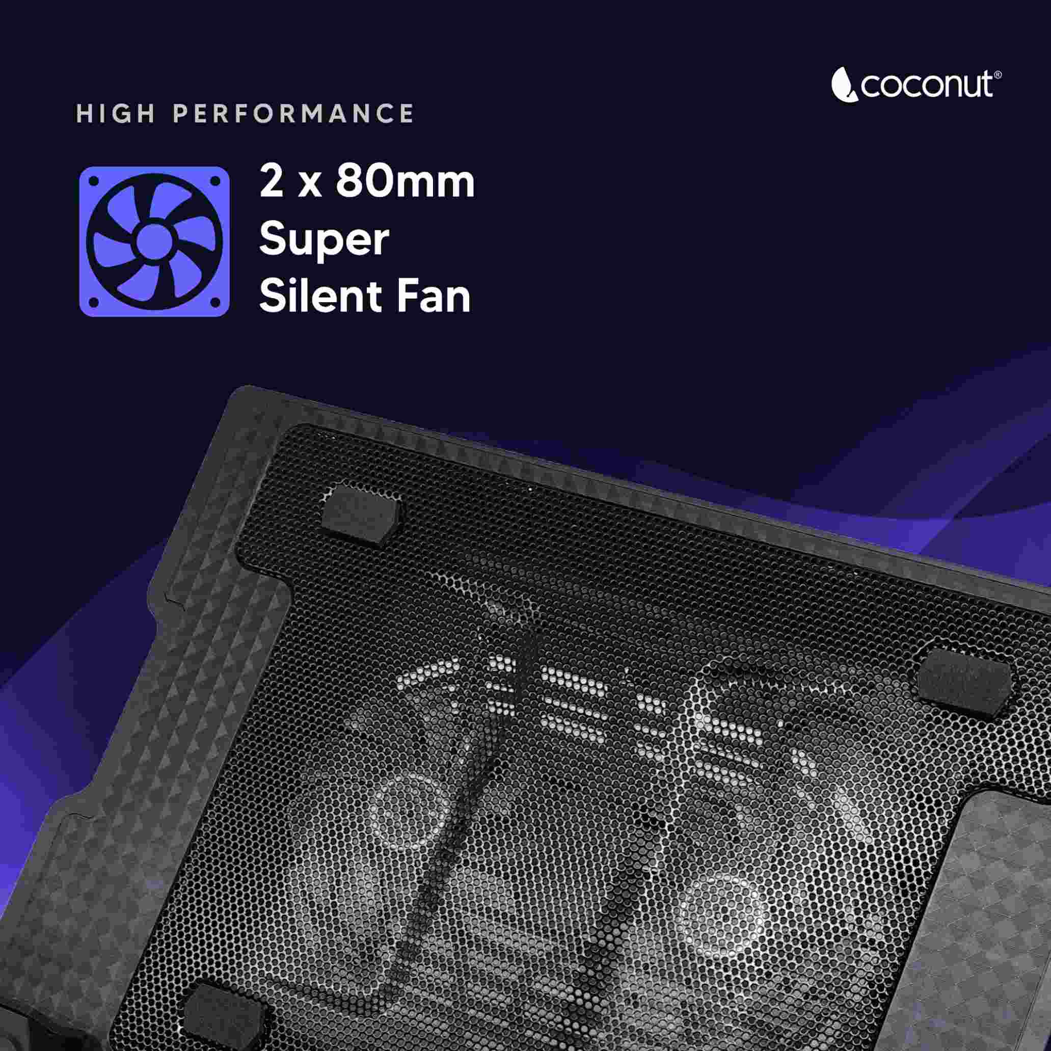 Flow14 Laptop Cooling Pad with Dual Fans, USB Ports & 5 Angles