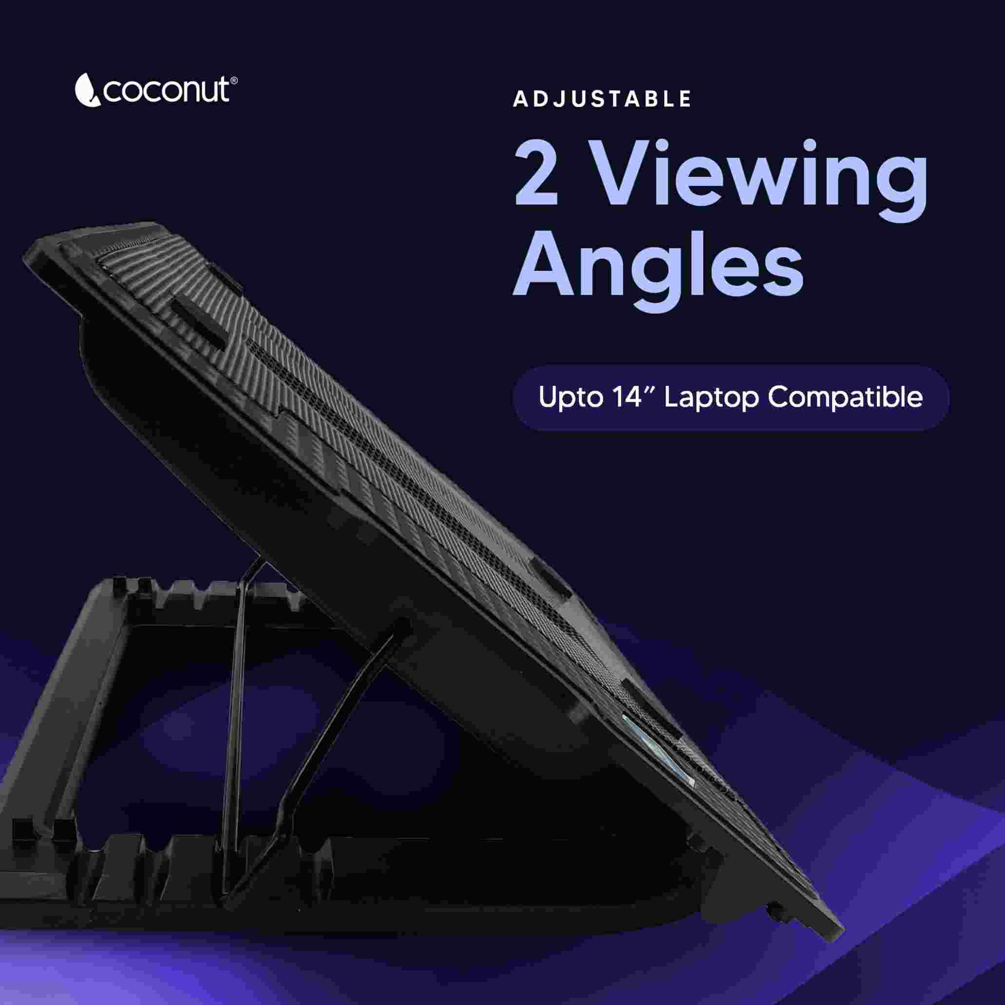 Flow14 Laptop Cooling Pad with Dual Fans, USB Ports & 5 Angles