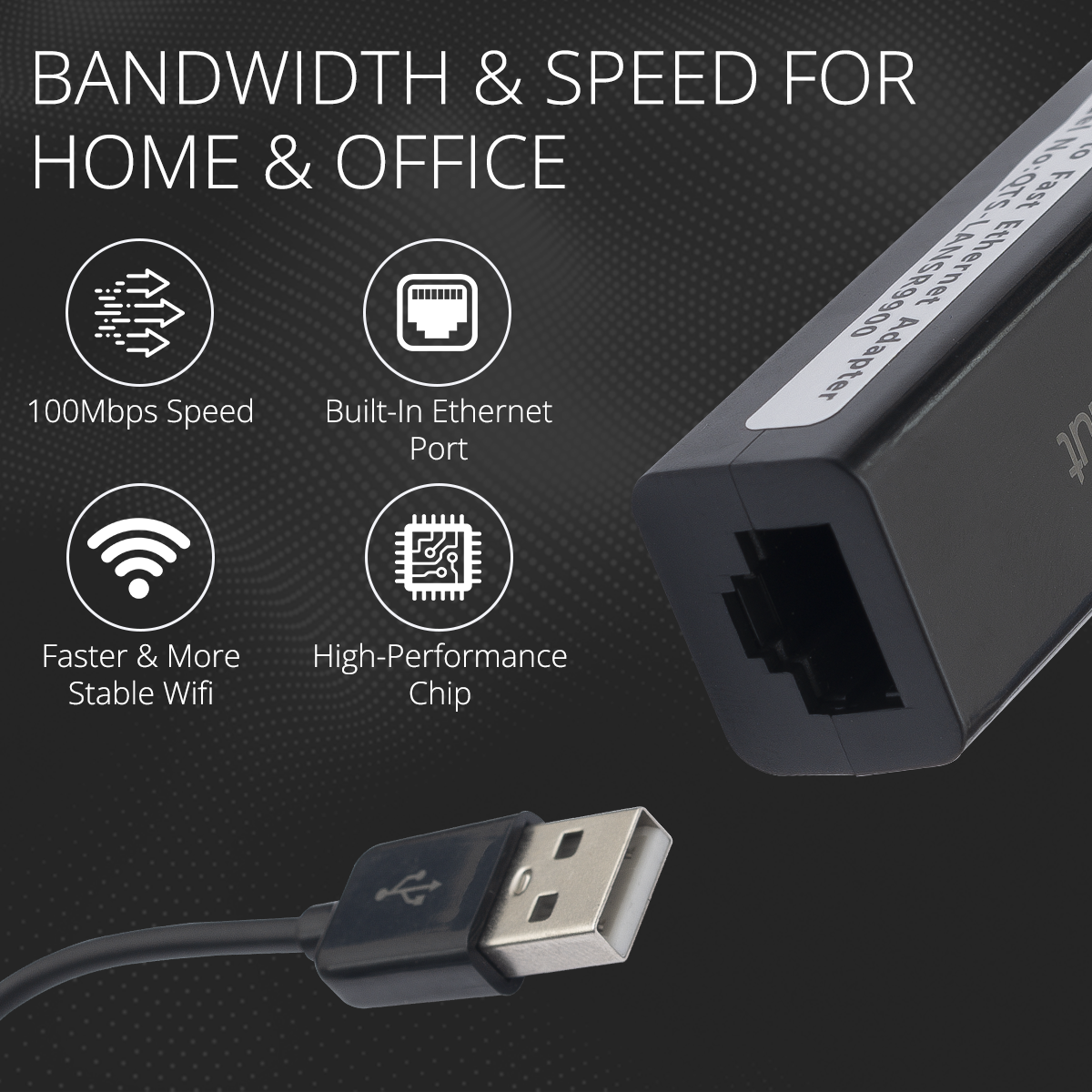 UL02 USB 2.0 Hub with 3 USB ports and LAN port for connectivity