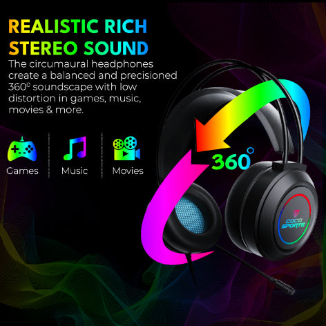 GH2 Fusion RGB Gaming Headset with 50mm Drivers & Braided Cable