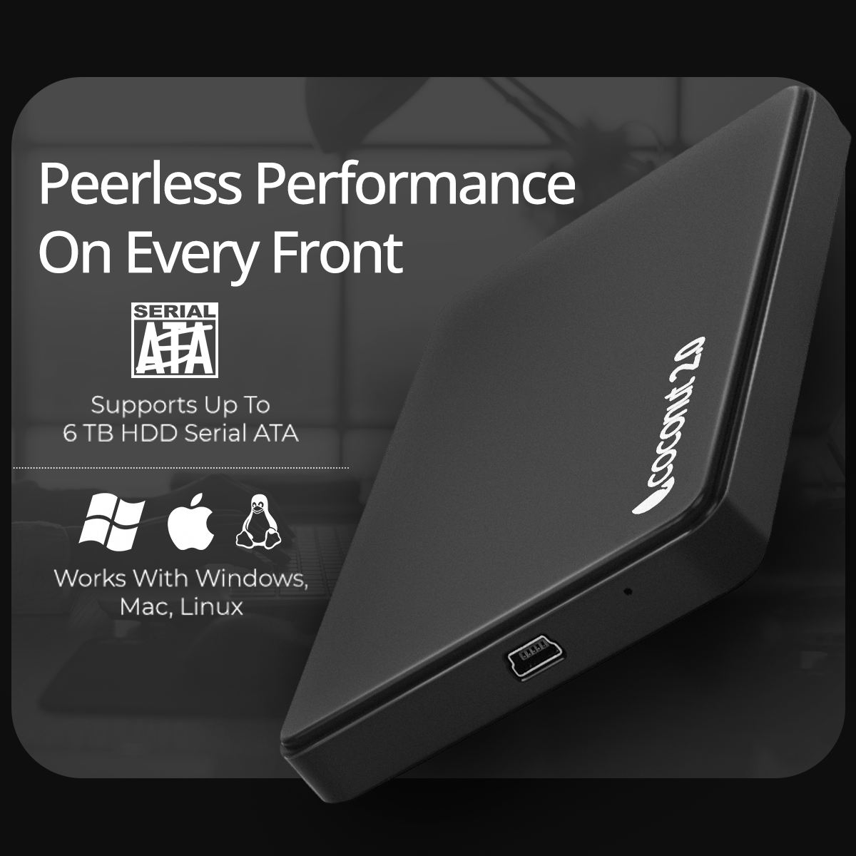 SC10 2.5-inch HDD/SSD metal USB 2.0 SATA casing, durable design