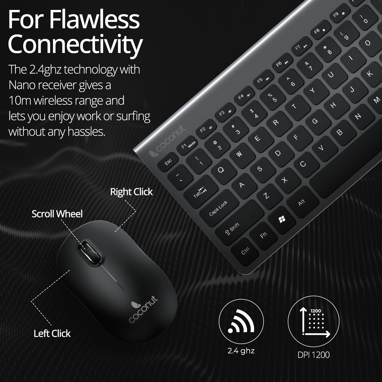Topaz Compact Wireless Keyboard and Mouse Combo with sleek design