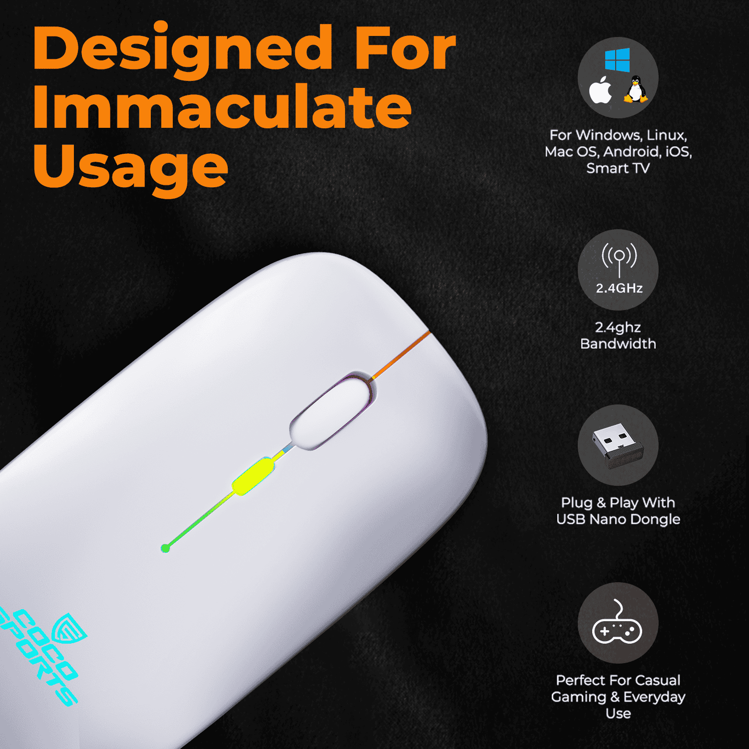 WM12 Stone Rechargeable Wireless Mouse with sleek and modern design