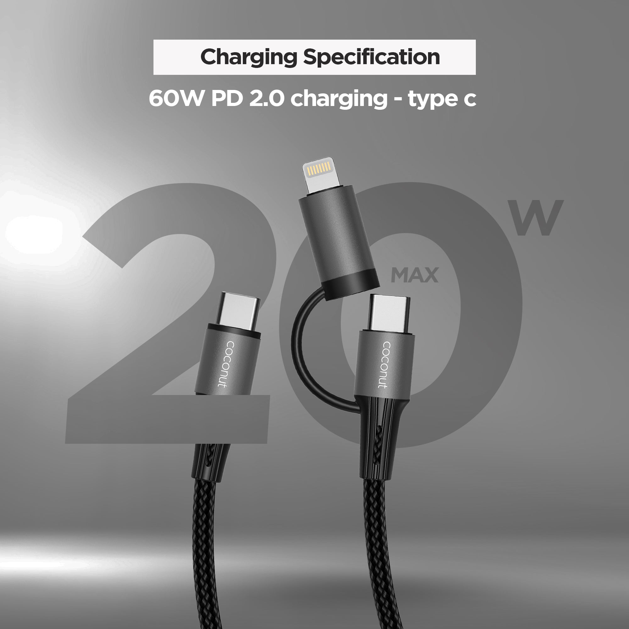 1M C19 2-in-1 Fast Charging Cable for Multiple Devices