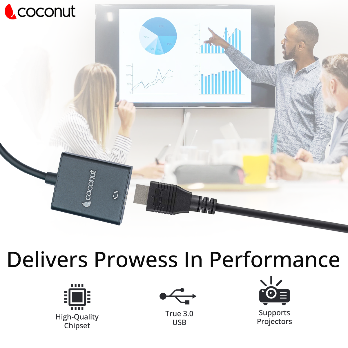 USB 3.0 to HDMI Converter, supports 4K resolution for clear display