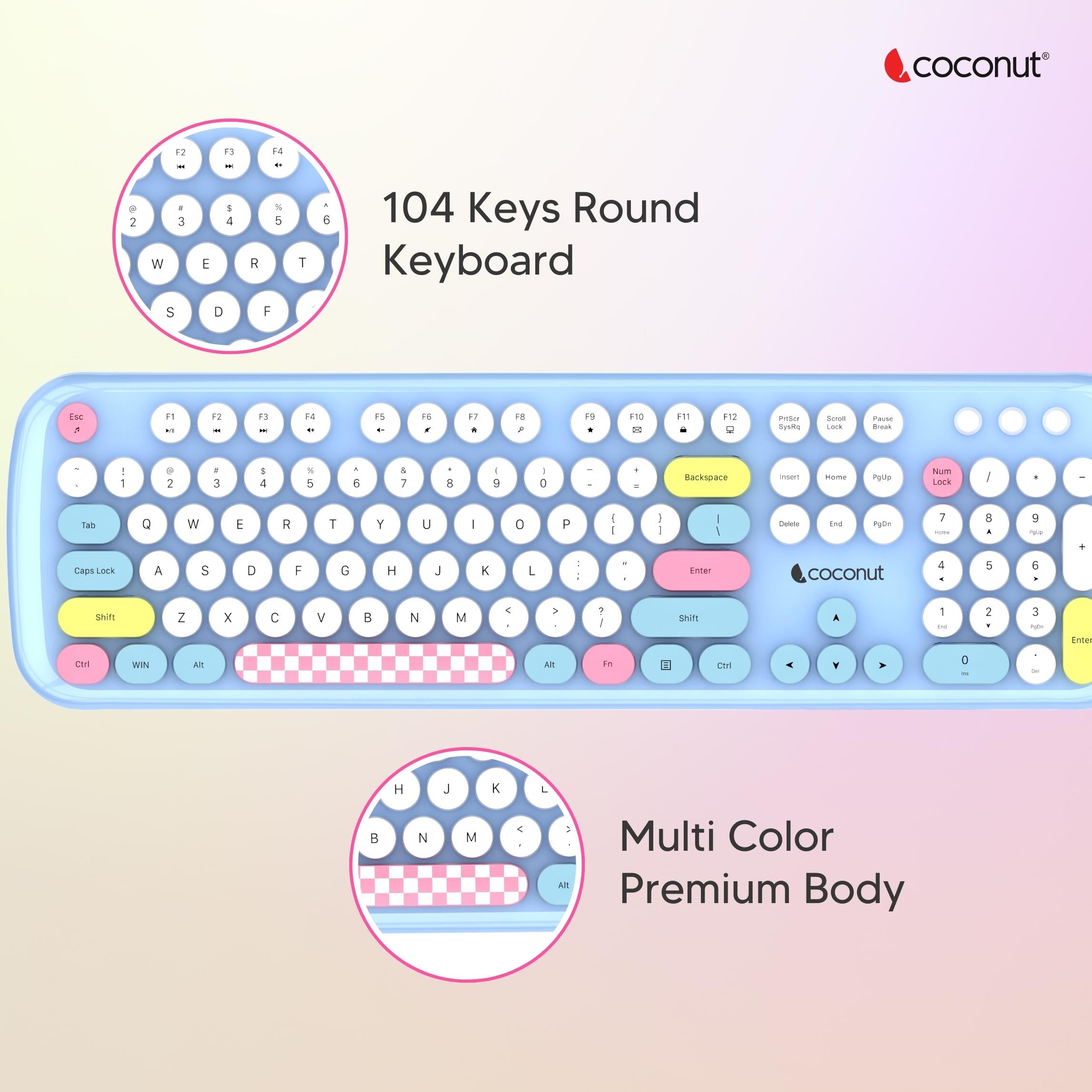 Retro Daisy Wireless Keyboard and Mouse Combo Set