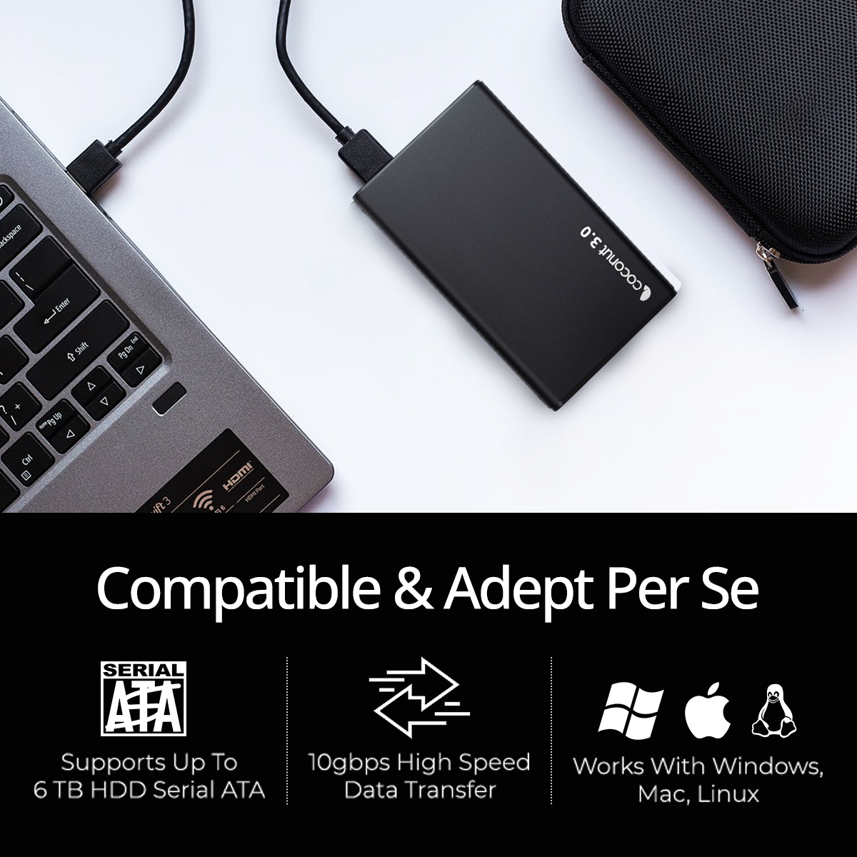 SC09 2.5-inch HDD/SSD metal casing with USB 3.0 and SATA support