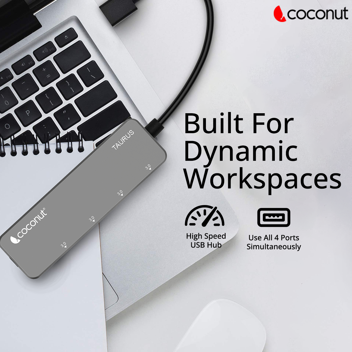 UH22 Taurus 4 Port USB 3.0 Hub, compact and efficient connectivity