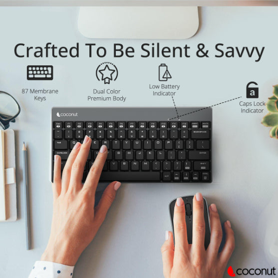 Mini Desire wireless keyboard and mouse combo, compact and ergonomic