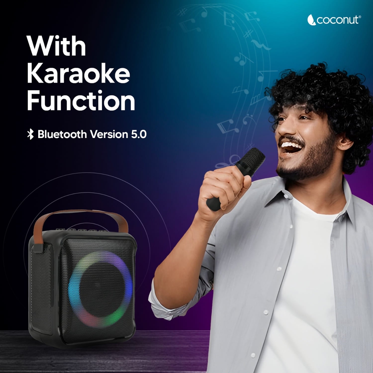 Vibrant RGB Karaoke speaker with microphone for dynamic music experience