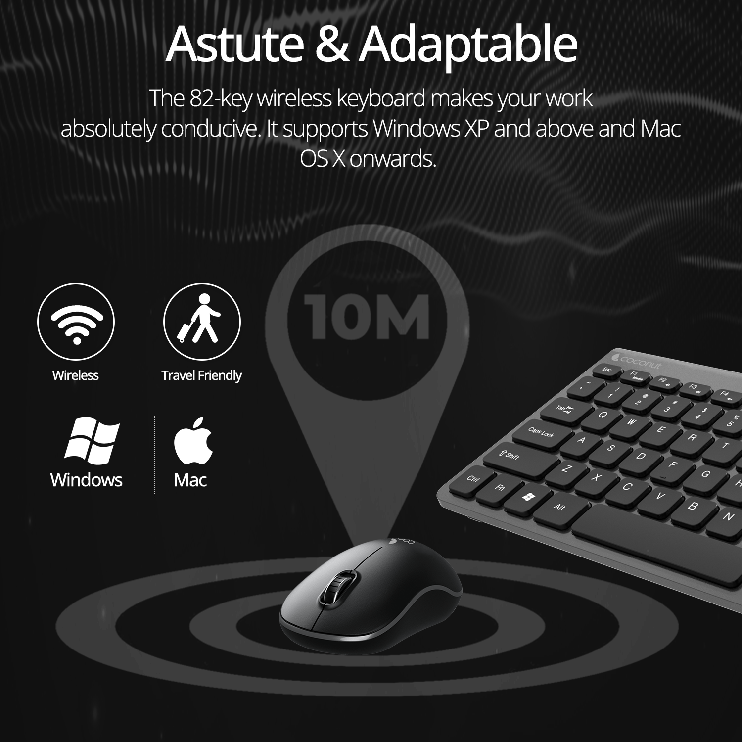 Topaz Compact Wireless Keyboard and Mouse Combo with sleek design