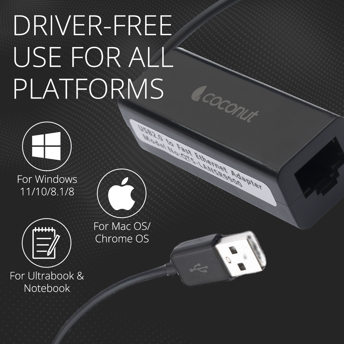 UL02 USB 2.0 Hub with 3 USB ports and LAN port for connectivity