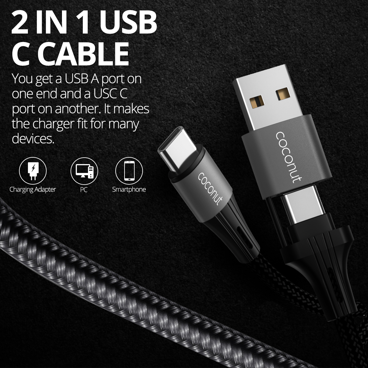 1M C20 USB C/A to USB C 100W Charging Cable