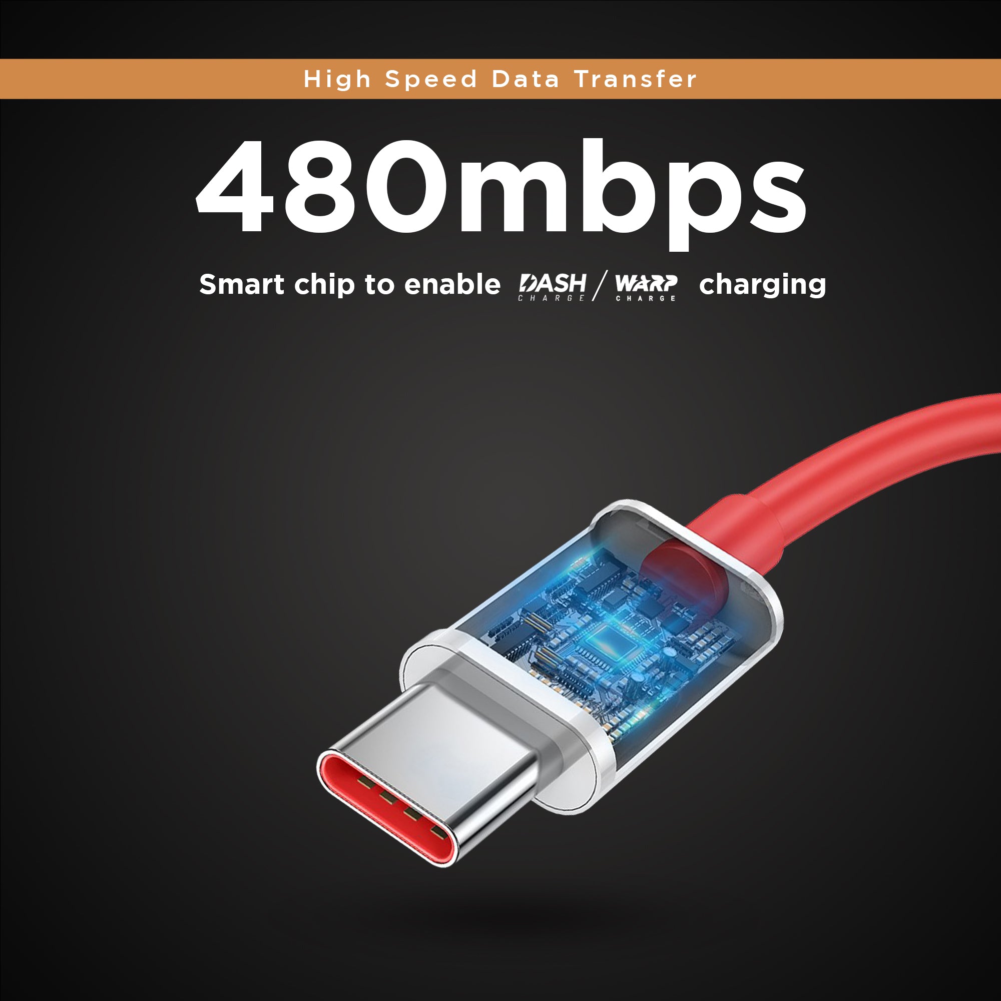 1m C14 Dash/Warp USB A to Type C Cable for fast charging