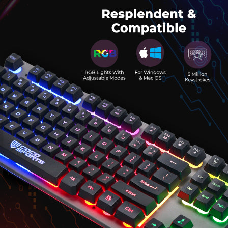 K17 Slam Wired Membrane Gaming Keyboard with customizable RGB lighting